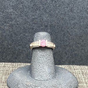 Pink Rhinestone Ring Barbie Size 4 As Is Silver Round Pinky Toe Bling Glam Retro